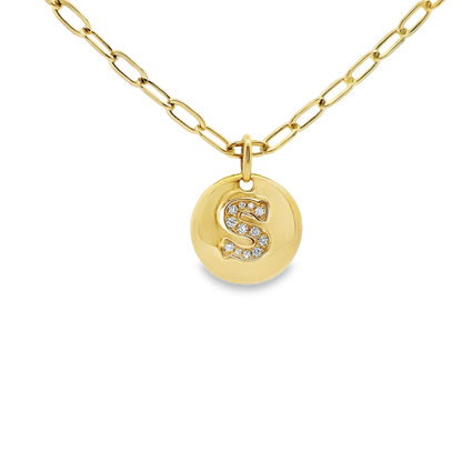 0.08ct diamond initial pendant in 14k yellow gold – Niara