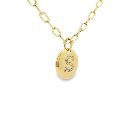 0.08ct diamond initial pendant in 14k yellow gold – Niara
