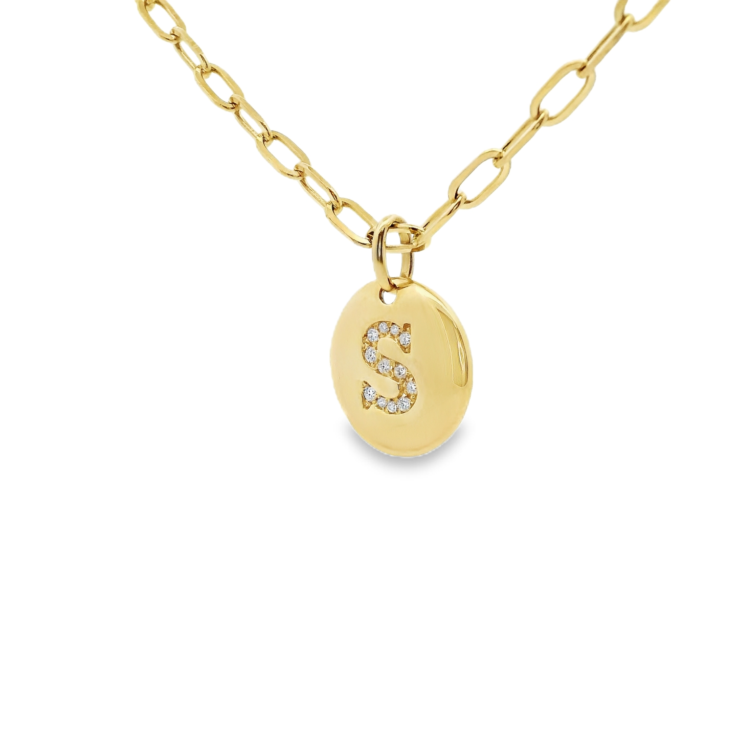 0.08ct diamond initial pendant in 14k yellow gold – Niara