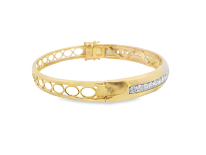 1.90CT Diamond Bangle 14k Yellow Gold