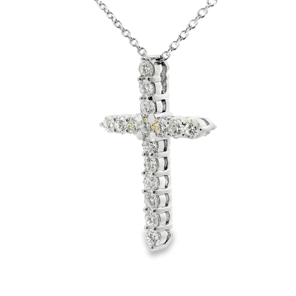 3.96CT Diamond Cross Pendant 14k White Gold