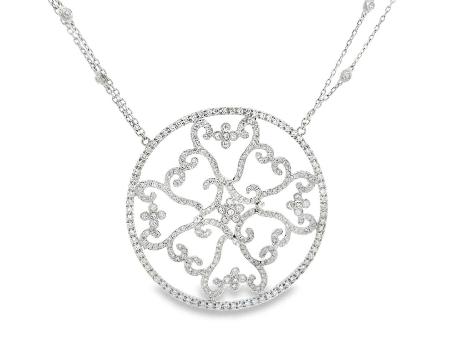 3.55CT Diamond Pendant 14k White Gold