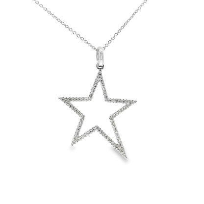 0.27Ct Diamond Star Pendant 14k White Gold