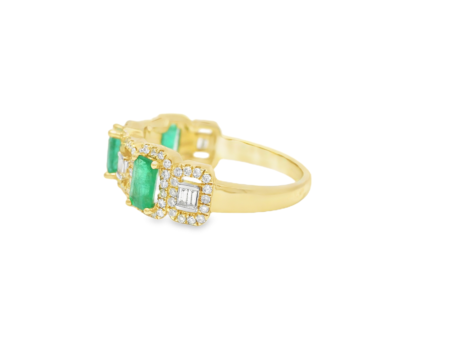 0.42CT Diamond 0.81CT Emerald Cut Ring 14k Yellow Gold