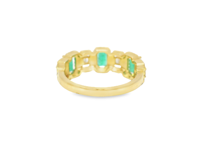 0.42CT Diamond 0.81CT Emerald Cut Ring 14k Yellow Gold