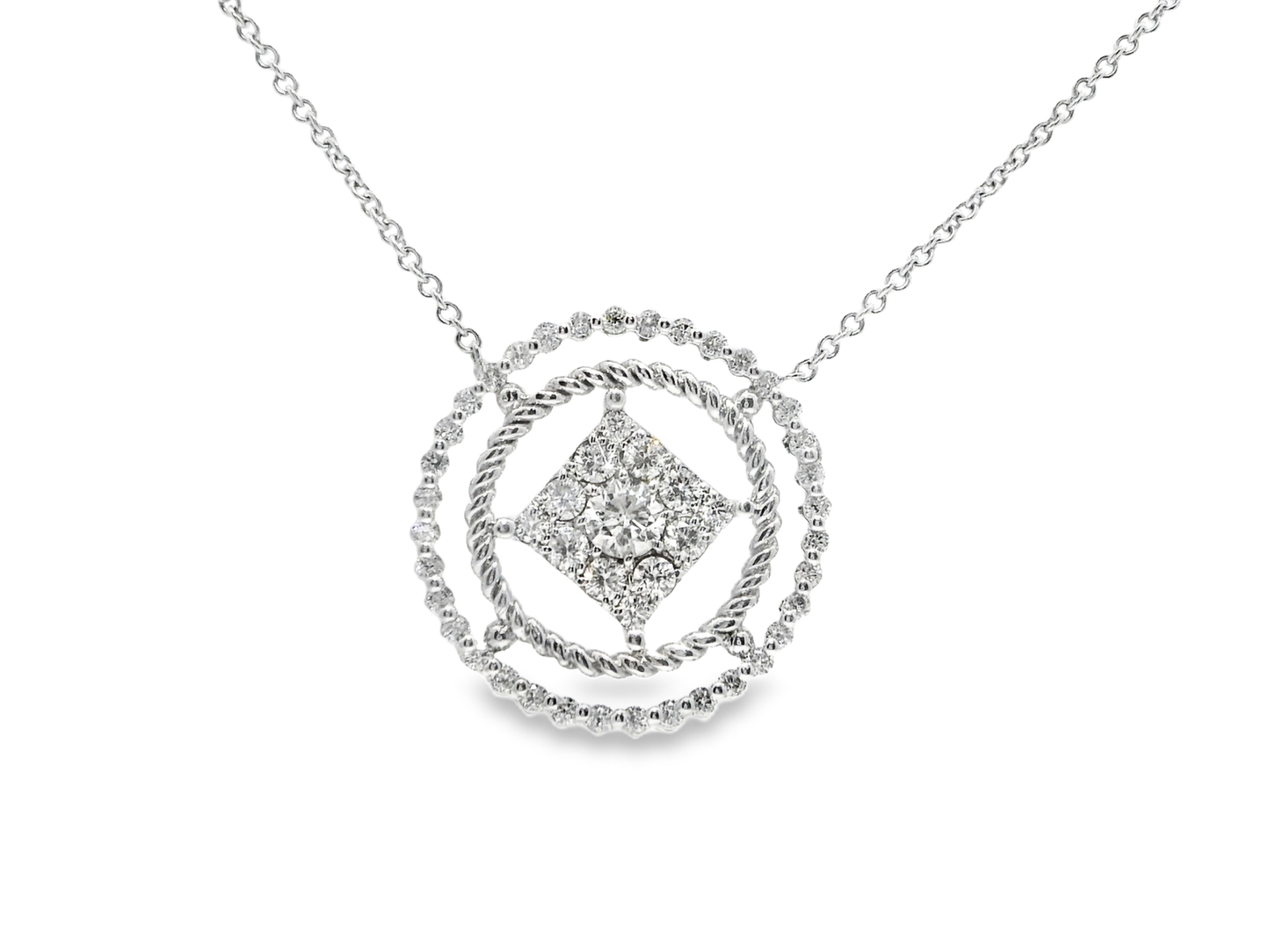 1.09CT Diamond Pendant 14k White Gold