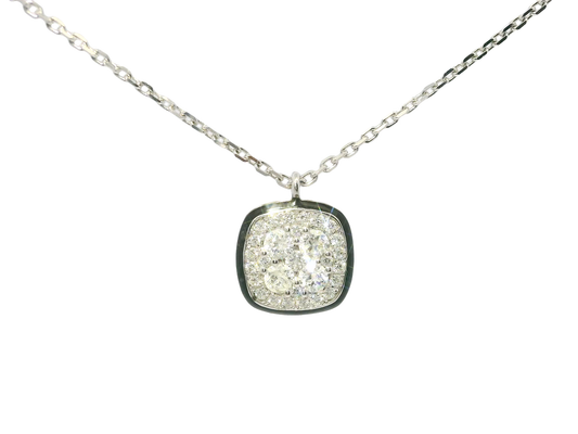 0.43CT Diamond Pendant with Black Enamel 14k White Gold