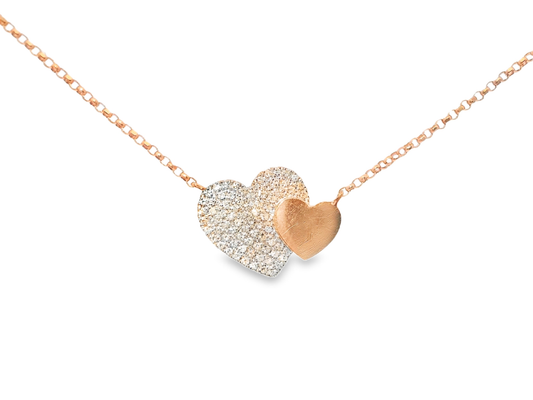 0.21CT Diamond Heart Pendant 14k Rose Gold