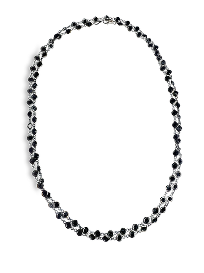 7.66CT Black Diamond Necklace 14k White Gold