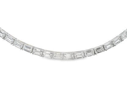 42.83 Ct Lab Diamond emerald Cut Necklace 14k White Gold