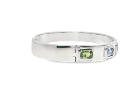 4.84CT Mixed Sapphire Bangle 18k White Gold