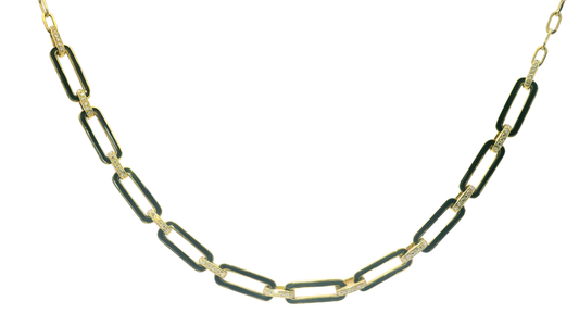 0.34Ct diamond Pendant with Black Enamel 14k Yellow Gold
