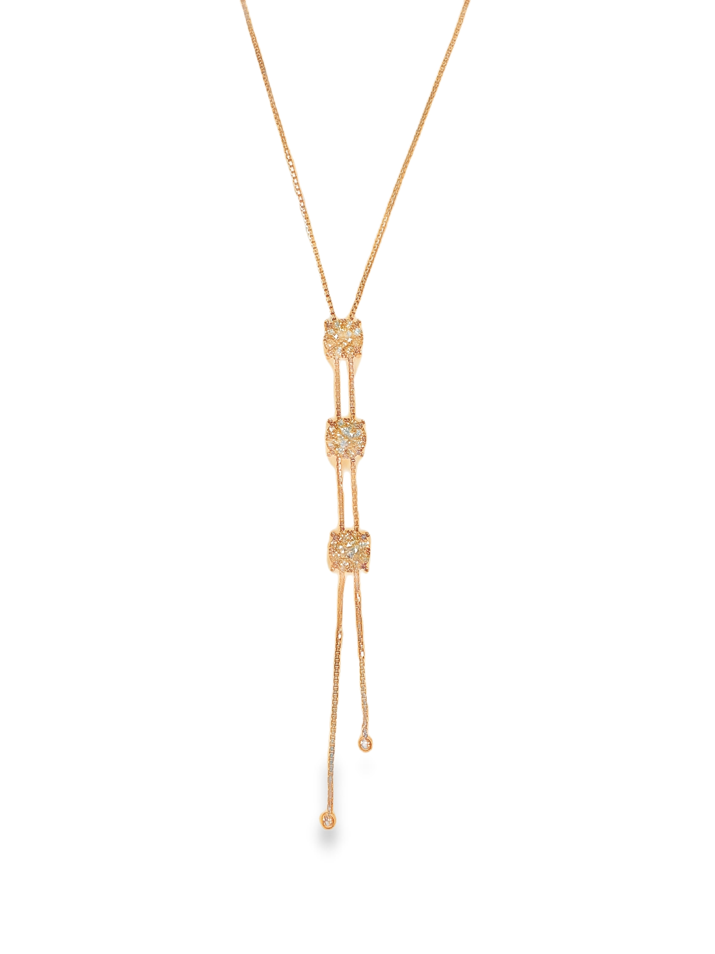 1.57Ct diamond Lariat Pendant 14k Rose Gold