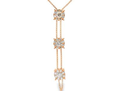 1.57Ct diamond Lariat Pendant 14k Rose Gold