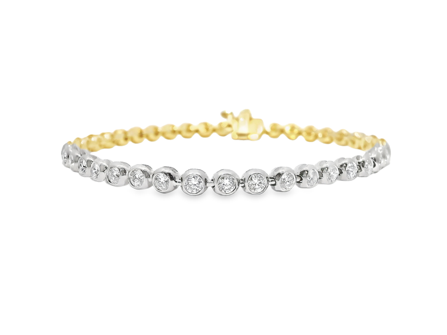 1.06CT Diamond Bracelet 14k Yellow Two tone Gold