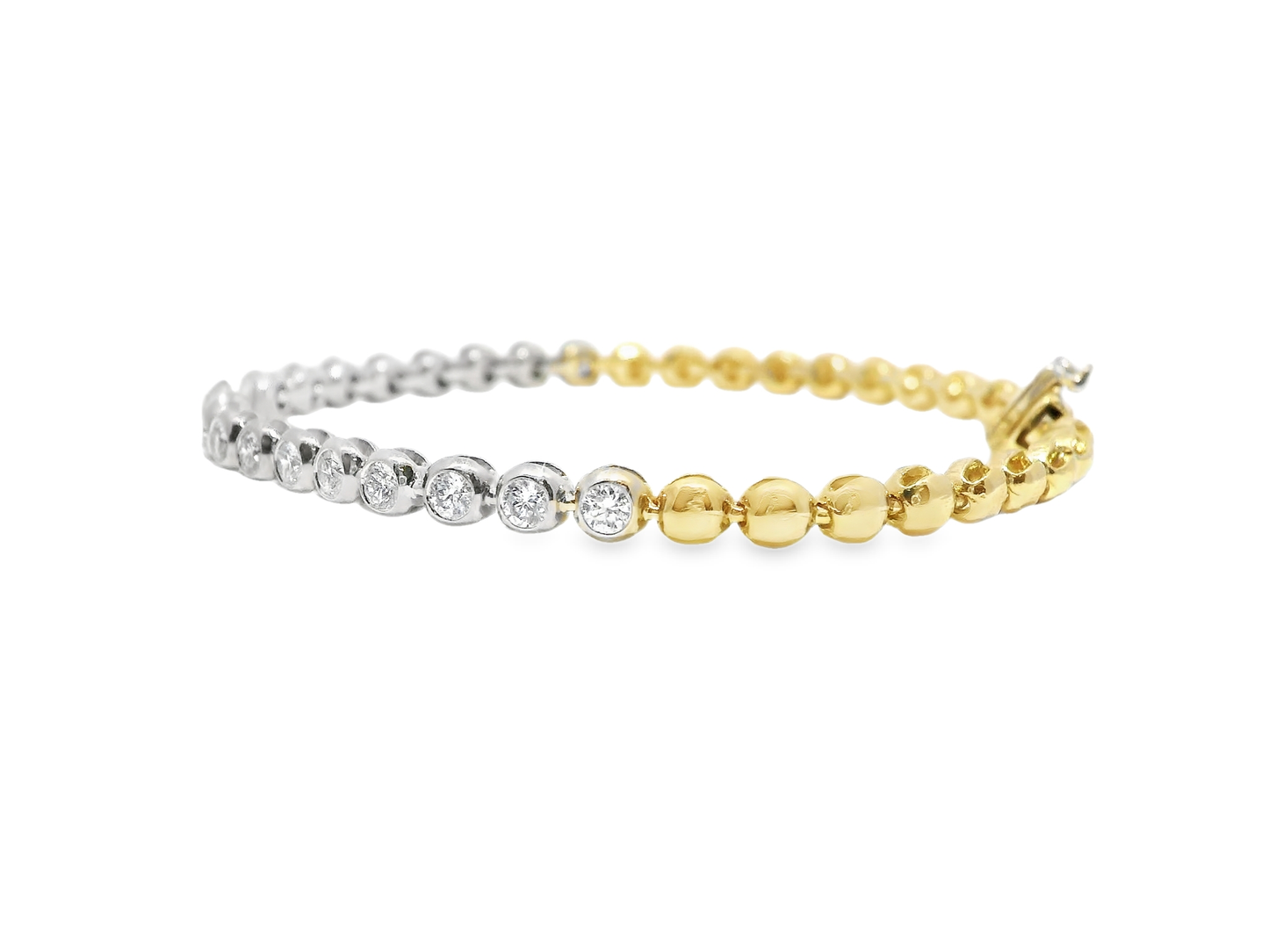 1.06CT Diamond Bracelet 14k Yellow Two tone Gold