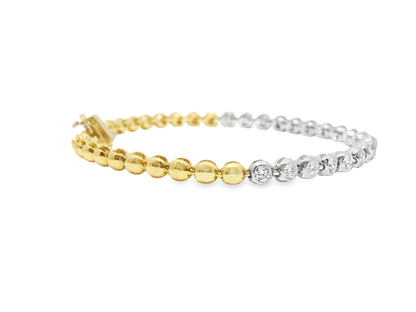 1.06CT Diamond Bracelet 14k Yellow Two tone Gold