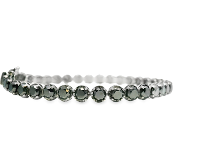 9.97CT Black Diamond Bracelet 18k white Gold