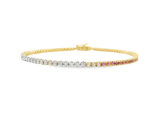 0.58Ct Diamond 1.00Ct Pink Sapphire Ring 14k Yellow Gold