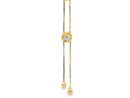 0.42CT Diamond Bezel Zip Pendant 14k Yellow Gold