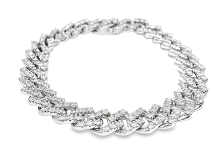 4.15CT Diamond Chain Link Bracelet 18k White Gold