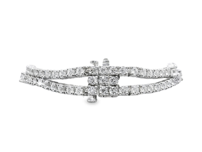 8.67CT Diamond Tennis 2 Row Bracelet 18k White Gold