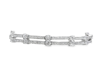 5.44CT Diamond 2 Row Bracelet 14k White Gold