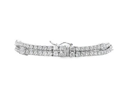 7.56CT Diamond 2 Row Tennis Necklace 14k White Gold