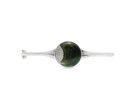 0.08Ct Diamond 3.54Ct Black Mother of Pearl Bracelet 14k White Gold