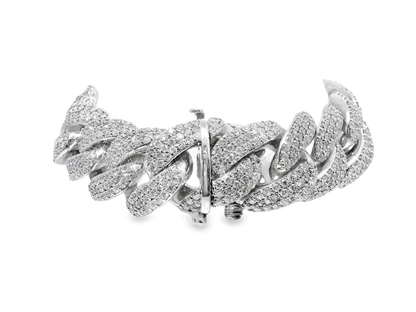 11.80CT Diamond Chain Link Bracelet 14k White Gold