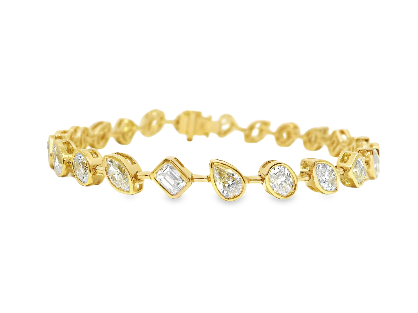 7.02CT Mixed Shape Diamond Bracelet 18k Yellow Gold