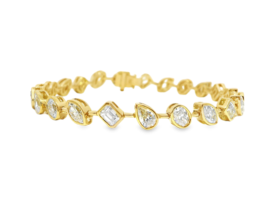 7.02CT Mixed Shape Diamond Bracelet 18k Yellow Gold
