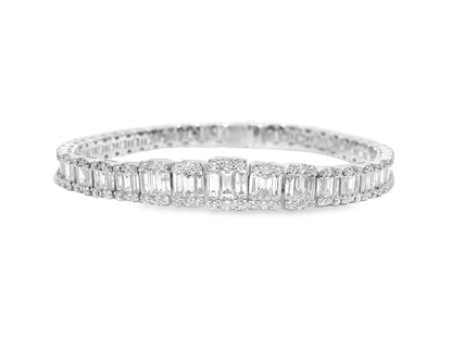 7.16Ct Emerald Cut Diamond Bracelet 18k White Gold