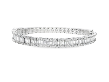7.16Ct Emerald Cut Diamond Bracelet 18k White Gold