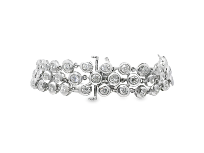 6.32CT 3 Row Bezel Bracelet 14k White Gold