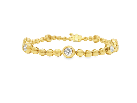 1.06CT Diamond Bezel Bracelet 14k Yellow Gold