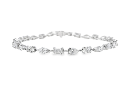 5.05CT Diamond Multi Shape Bracelet 18k White Gold