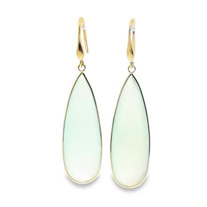 Plain Aqua Stone Earring14k Yellow Gold