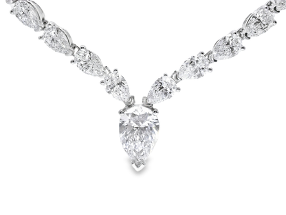 19.69CT Small Lab Pear Shape Diamond 1.89CT Center Pear Shape Lab Diamond Necklace 14k White Gold