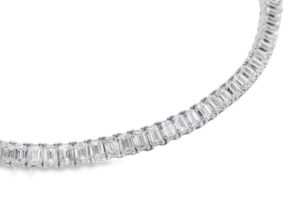 22.13CT Lab Diamond Emerald Cut Necklace 14k White Gold