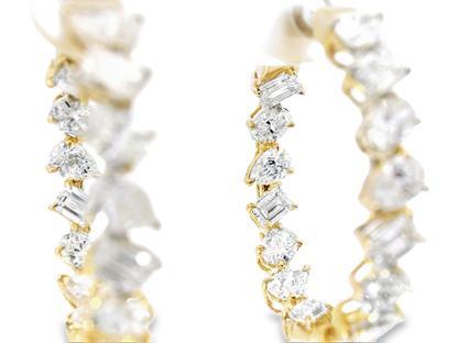 4.57CT Diamond 18k Yellow Gold Earring