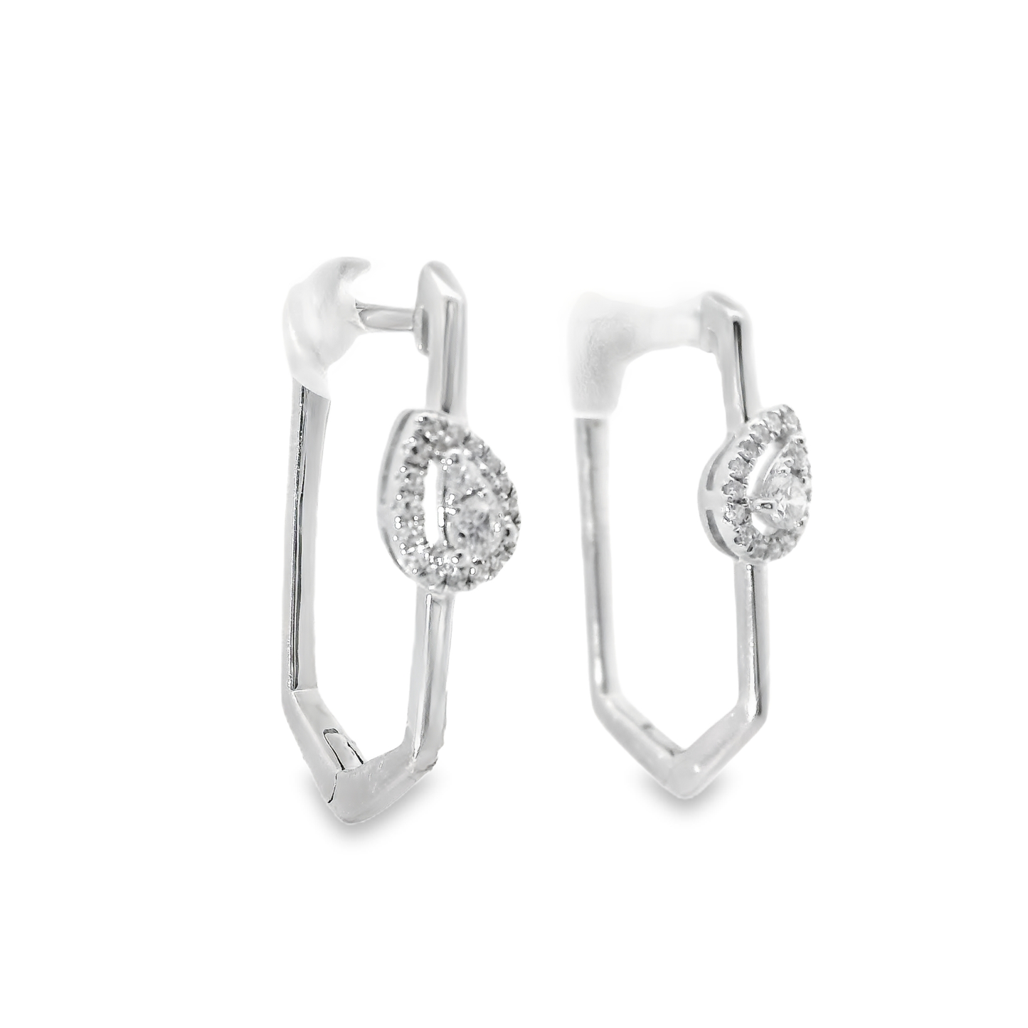 0.21CT Diamond Hoop 14k Rose Gold Earring