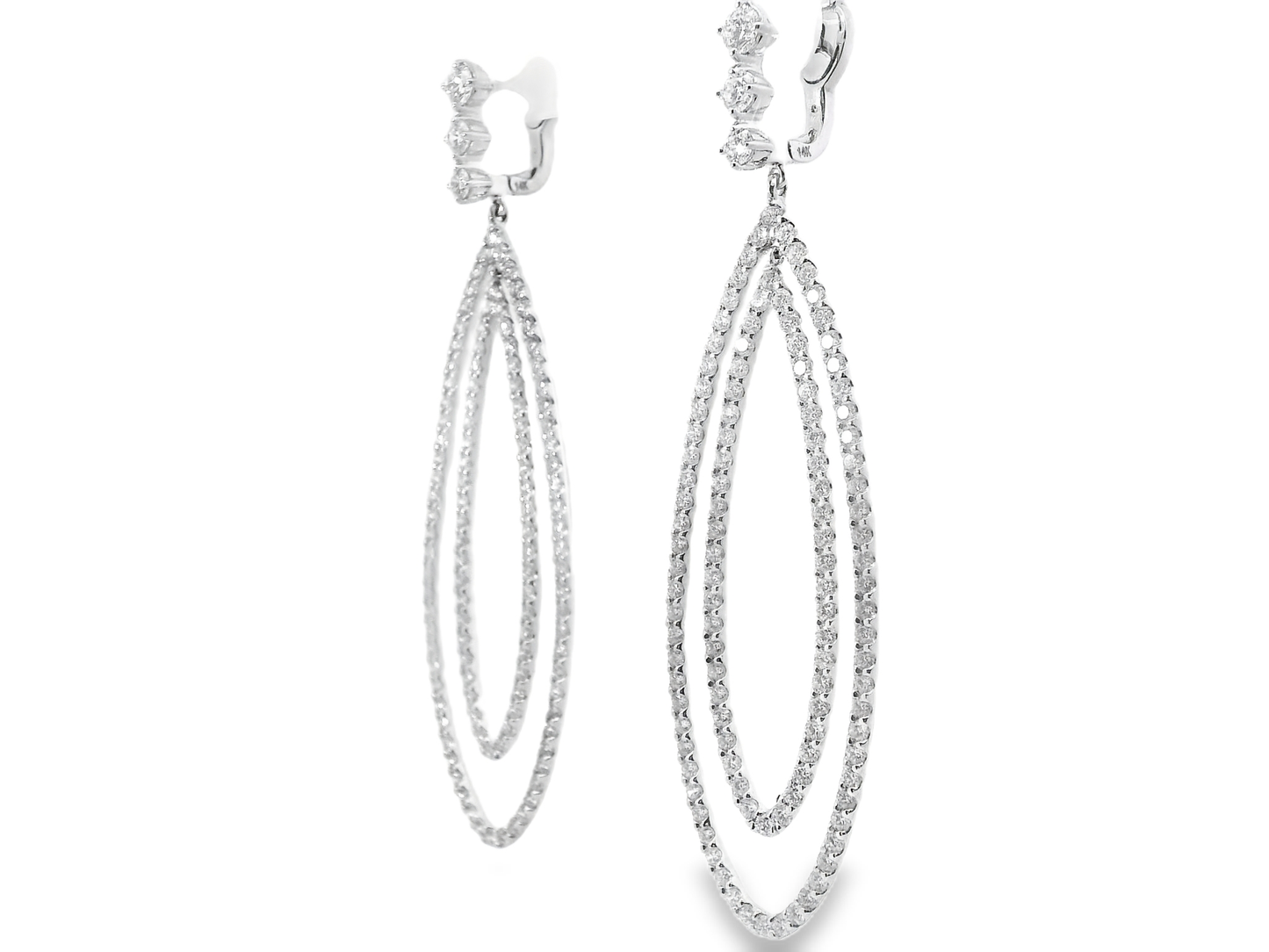 5.46CT Diamond Earrings 14k White Gold