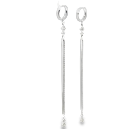 0.74CT Diamond Bar Earring 14k White Gold
