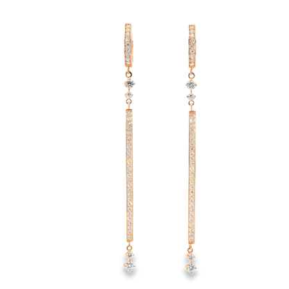 0.95CT Diamond Bar Earring 14k Rose Gold