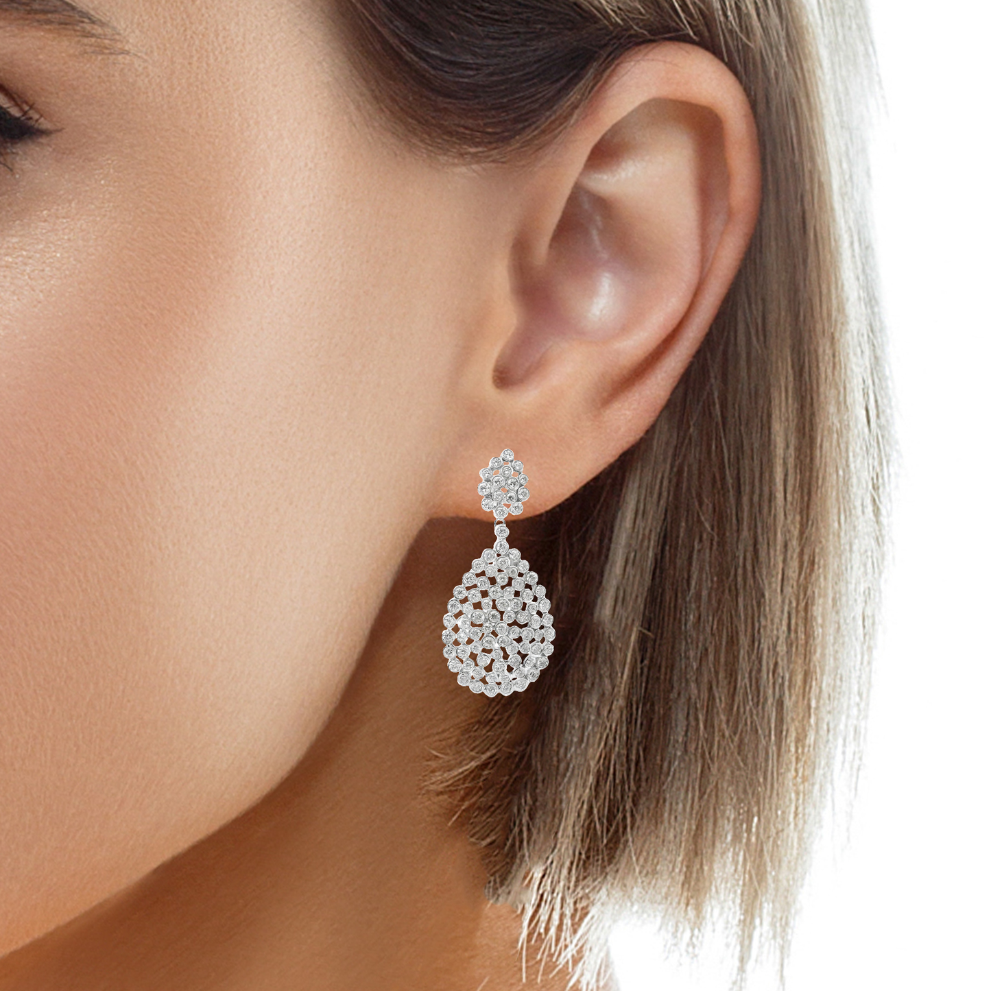 6.27CT Diamond   Earring 18k White Gold