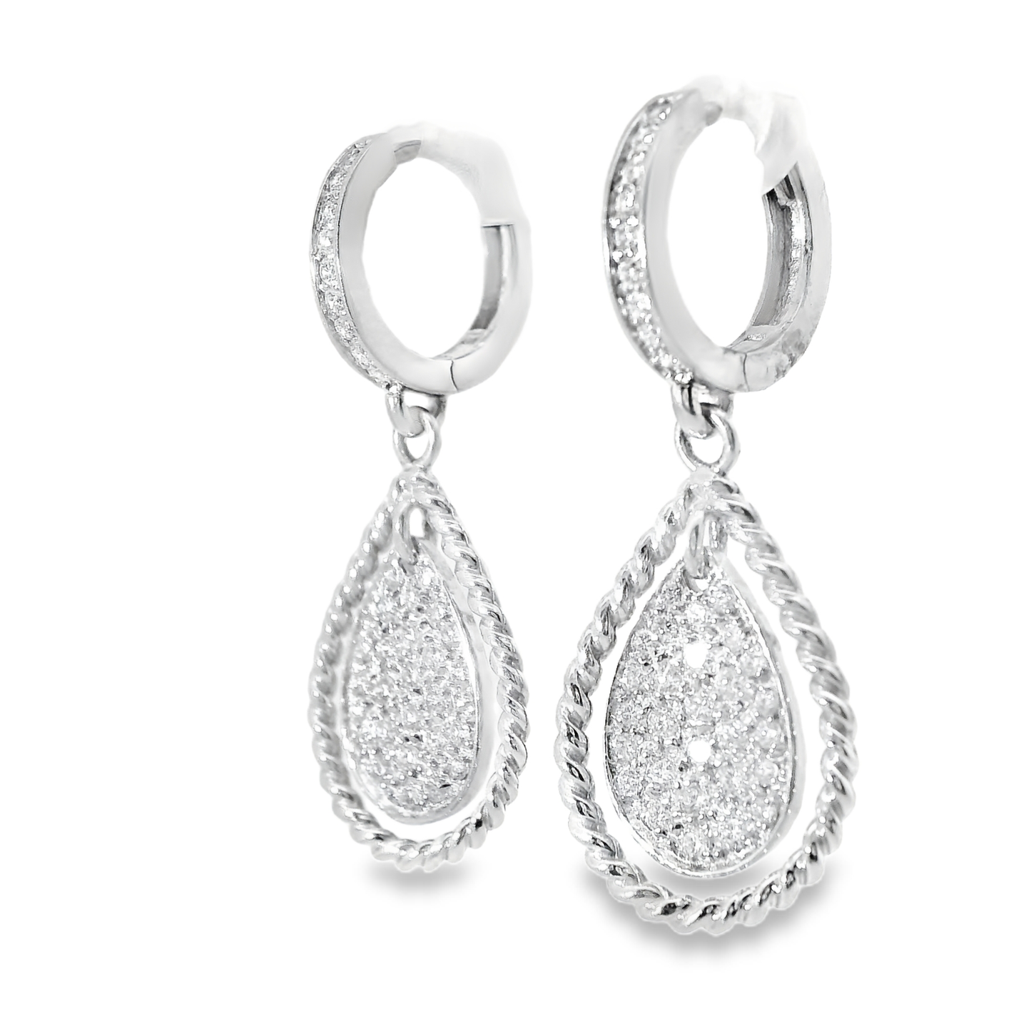 0.58CT Diamond   14k White Gold Earring