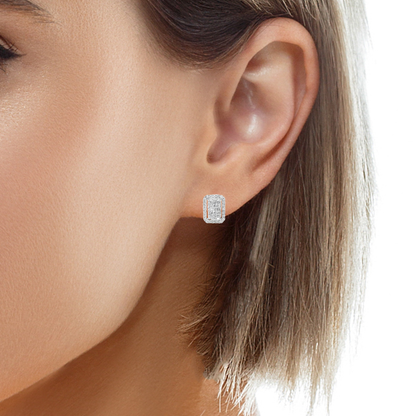 0.90CT Diamond  14k White Gold Earring
