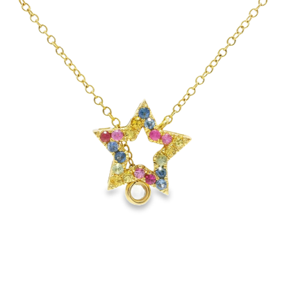 0.55CT Mixed Sapphire Pendant 14k Yellow Gold