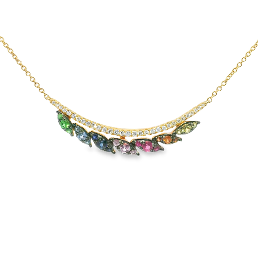 0.16CT Diamond 0.56CT Mixed Sapphire Pendant 14k Rose Gold